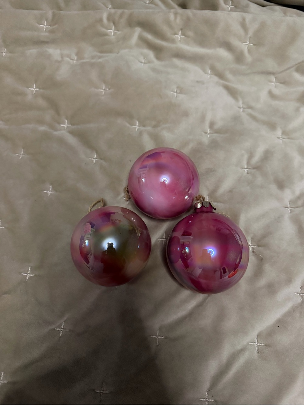 Pink Iridescent Glass Ornament Set - Home Accents